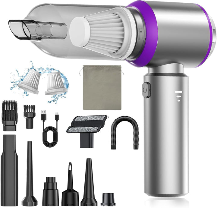 Handstaubsauger Akku, 20000PA Handstaubsauger Kabellos mit Bürstenloser Motor, 4-in-1 Autostaubsauge