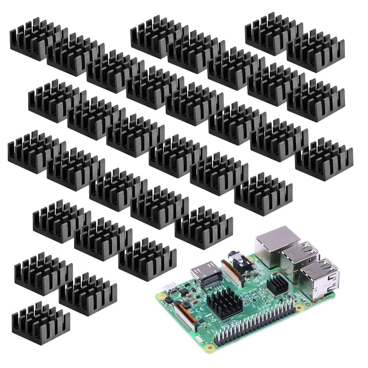 GZkushi 40 Stück Schwarze Heatsink, Aluminium Kühlkörper Thermo-Klebepad Kühler für Kühlen Kleiner I