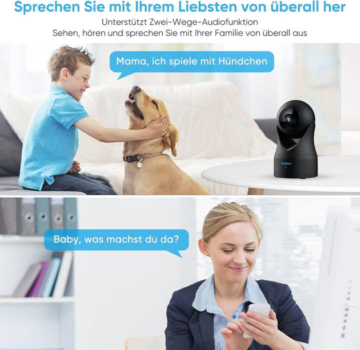 owltron Überwachungskamera innen, Babyphone mit Kamera und app, 360°WLAN IP Kamera mit Bewegungserke