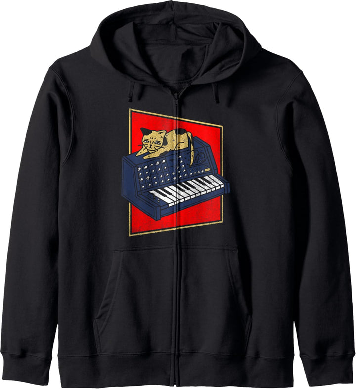 Synthesizer & Cat Analog Synth Producer Modular Nerd Kapuzenjacke
