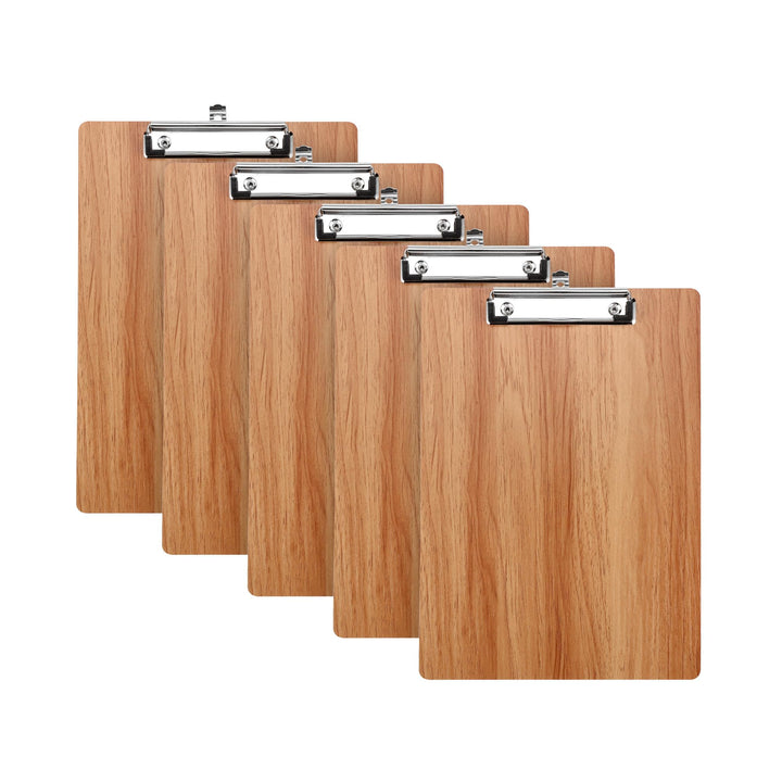 A4 Klemmbrett Holz 5 Stück Schreibbrett Clipboard Mappe mit Metalklemme für loses Papier Zwischenabl