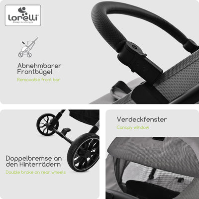 Lorelli Kinderwagen Ribera, Reisebuggy, Baby Buggy klein zusammenklappbar, Sehr leicht -Nur 7,3 kg,