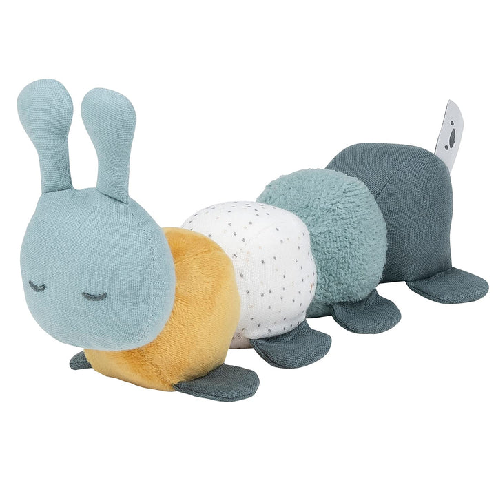 Nattou Aktiv-Kuscheltier aus Baumwolle und Polyester, Kuscheltier-Raupe mit Rassel und Quietsche, Fü