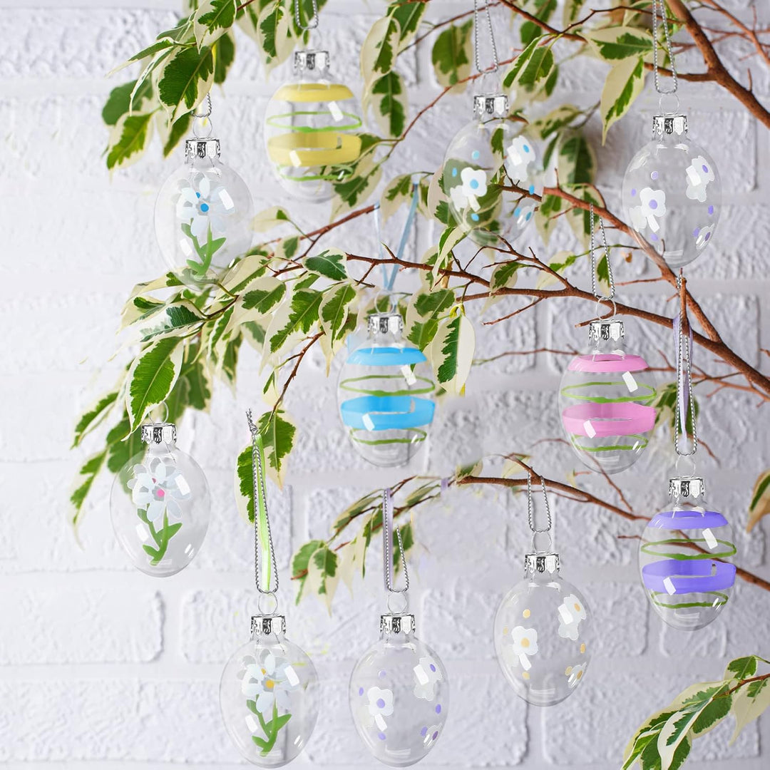 Glas-Osterei-Ornamente zum Aufhängen, Buntglas-Ei, handbemalt, Pastell-Ostereier für Baum, Frühling,
