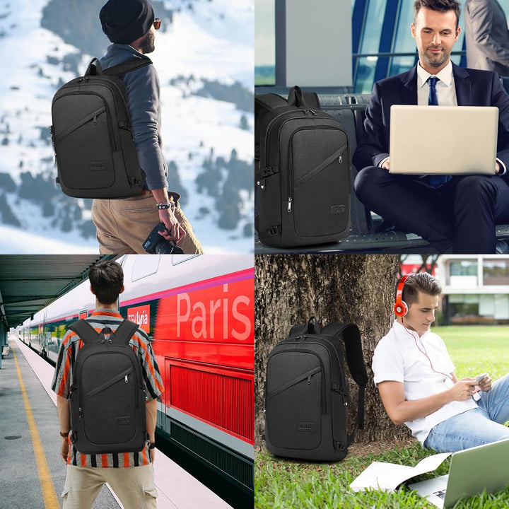 Kono Laptop-Rucksack Diebstahlsicherung Reisen Geschäft Arbeiten Computer Schwarz, Schwarz