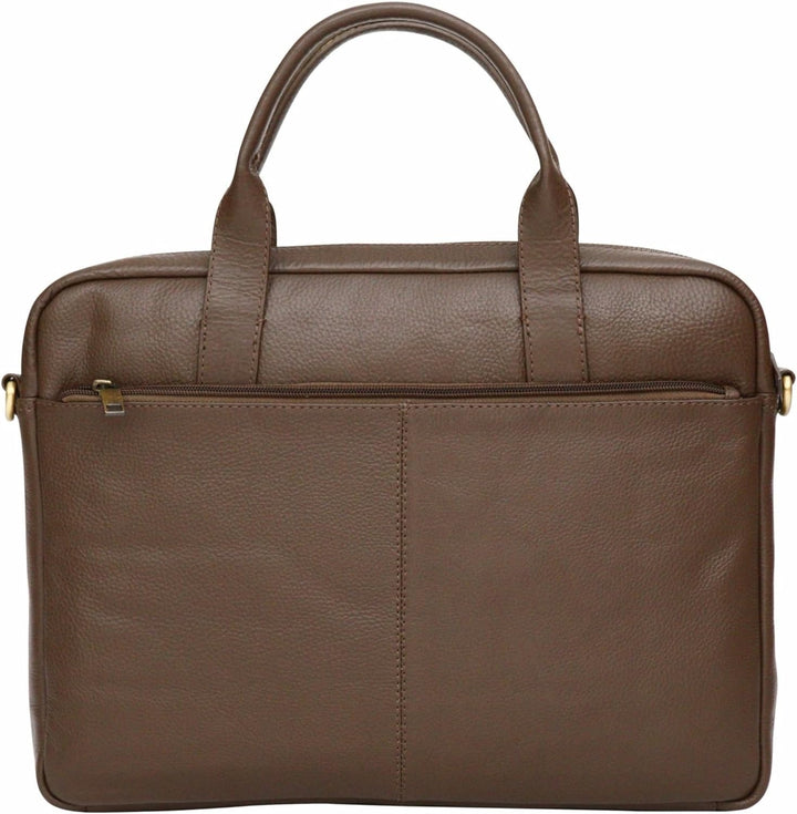 Aktentasche aus gekrispeltem Echtleder - Weiche Business-Tasche mit Zwei Griffen für Laptops bis 15.
