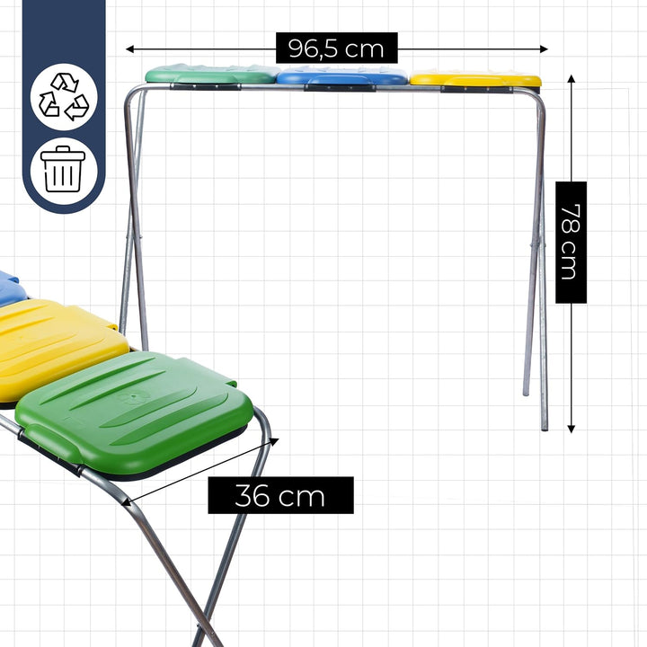 Müllsackständer 96.5x36x78 cm Müllsackständer stabil 3 Ständer Müllsäcke 120L Buntes Müllsackhalter