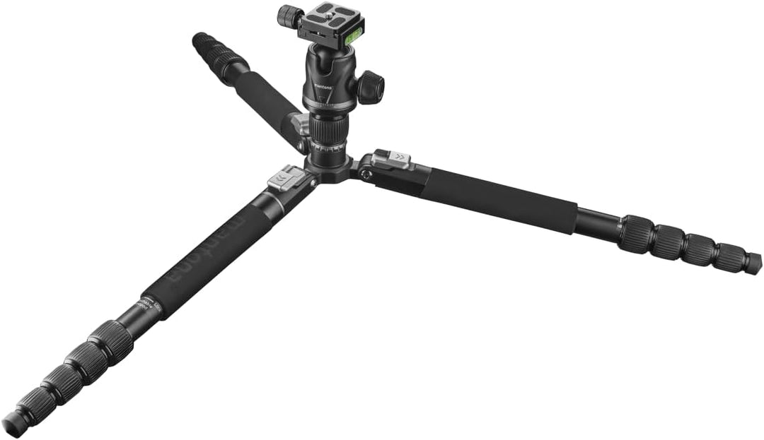 Mantona DSLM Travel Evolution 224 leichtes Allround Reisestativ mit Vollausstattung,360°Panorama Kug