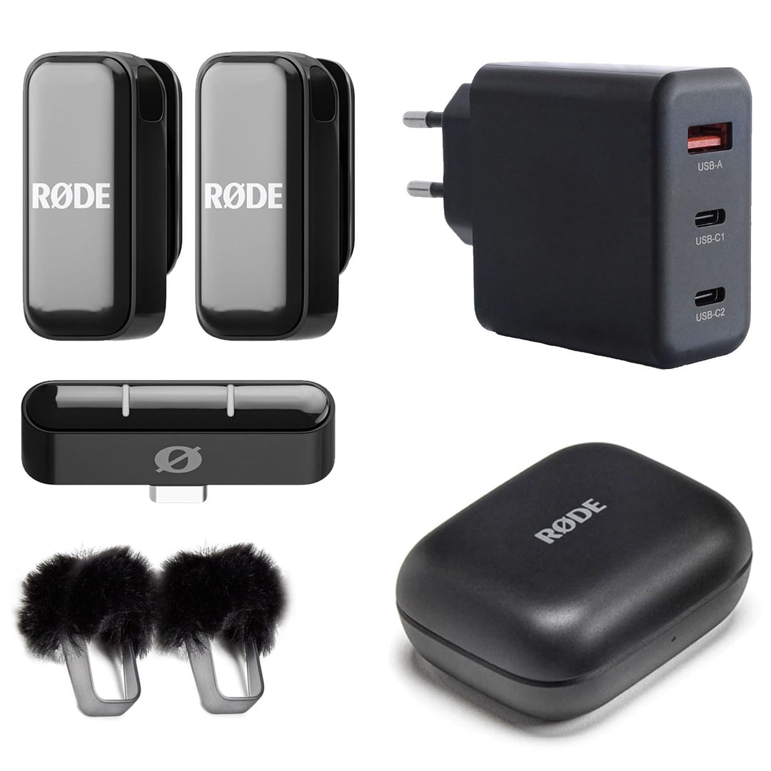 Rode Wireless Micro Drahtloses Mikrofon-System USB-C mit keepdrum Netzteil