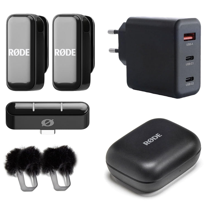 Rode Wireless Micro Drahtloses Mikrofon-System USB-C mit keepdrum Netzteil
