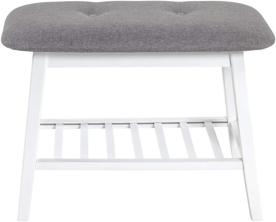 HAKU Möbel Schuhbank, Bambus, weiss-grau, B 60 x T 30 x H 44 cm Weiss-grau 60 x 30 x 44 cm, Weiss-gr