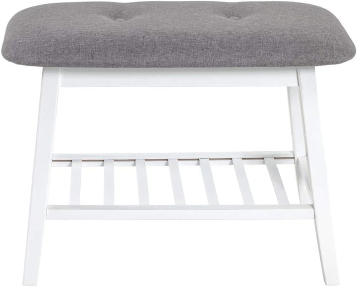 HAKU Möbel Schuhbank, Bambus, weiss-grau, B 60 x T 30 x H 44 cm Weiss-grau 60 x 30 x 44 cm, Weiss-gr