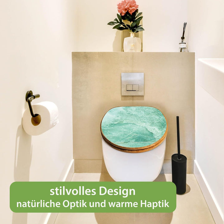 banjado Design WC Sitz Bambus Absenkautomatik 45,8x37,5cm - Toilettendeckel mit Absenkautomatik Holz