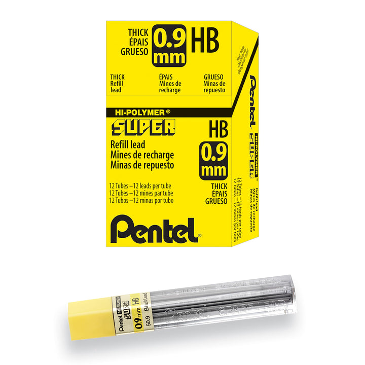 Pentel 50/HB9 Hochpolymer-Ersatzmine extra stark in 15er Röhre HB 0,9 mm 12 Röhren 1 stück (12er Pac