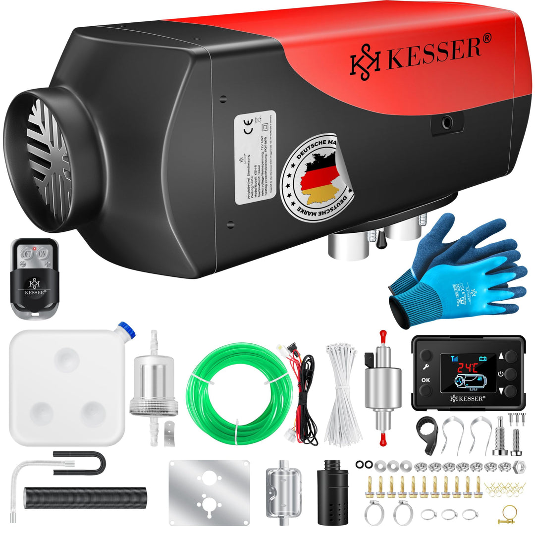 KESSER® Standheizung Diesel 8kW Dieselheizung 12V/24V mit Timer, LCD-Display & Fernbedienung | Schne