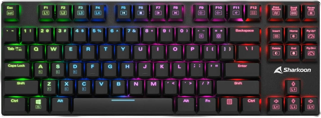 Sharkoon PUREWRITER TKL RGB TECLADO (INGLÃ‰S) USB QWERTY DE EE. UU. Negro