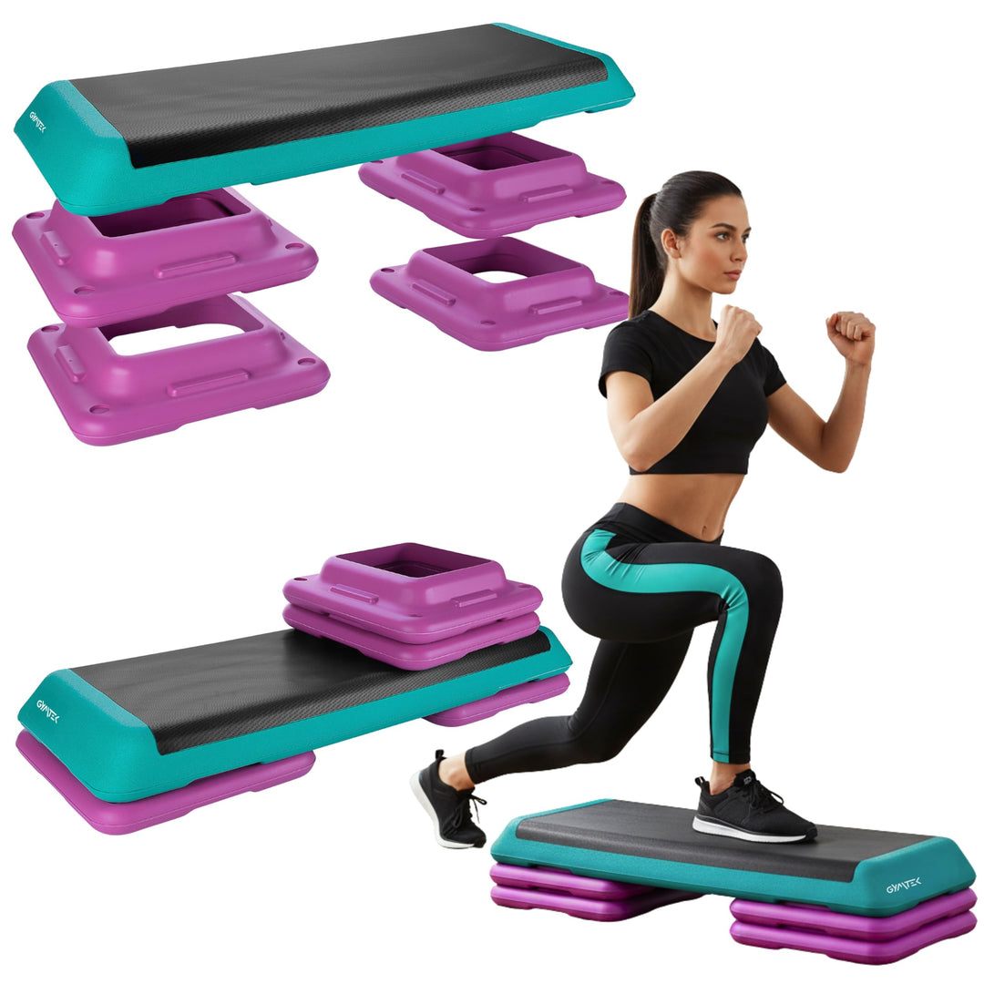 Queenfit Aerobic Step - Der ideale Stepper für Zuhause, Treppensteiger Fitnessgerät mit 3-Stufen-Höh