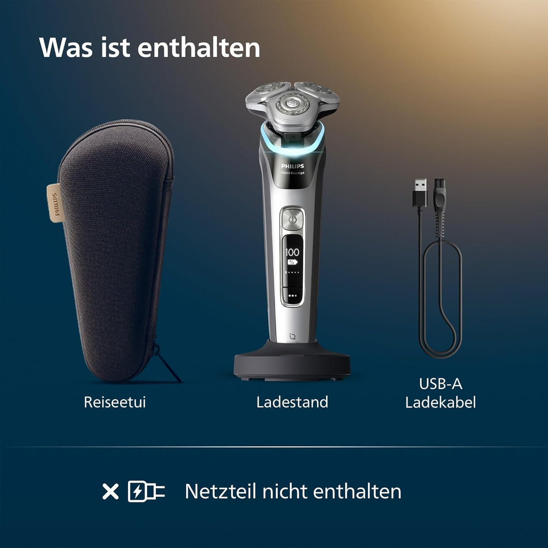 Philips Rasierer i9000 Prestige, Nass- und Trockenrasierer für Herren mit integriertem Trimmer, dunk