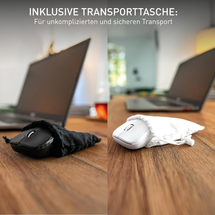 CHERRY MW 2200, Kabellose Laptop-Maus, 2,4 GHz Funk, Beidhändig Bedienbar, 1300 DPI, Verchromtes Scr