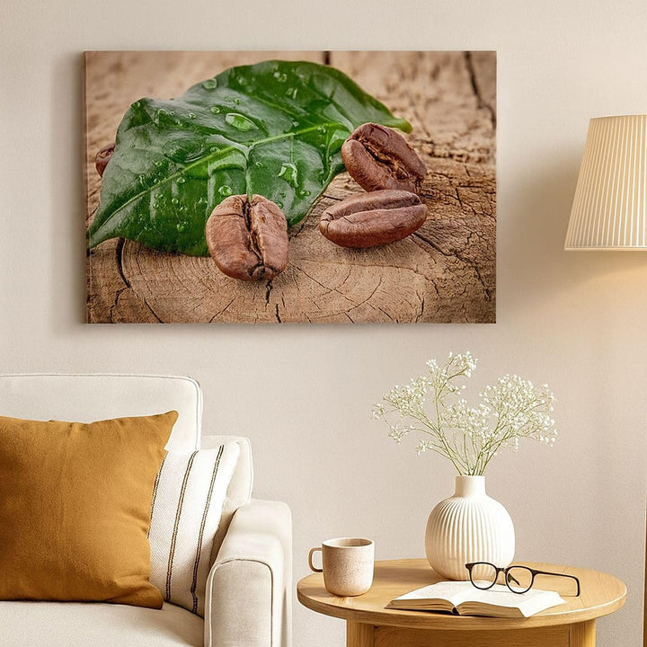 Bilder auf Leinwand 100x70cm Leinwandbild Aroma Kaffee Pflanze Samen Gross Wanddeko Bild Schlafzimme