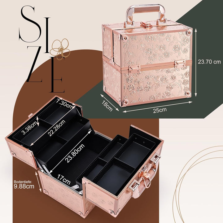 Kosmetikkoffer Schminkkoffer Leer Make up Koffer Alu Beauty Case Abschliessbarer Nagelkoffer Multiko