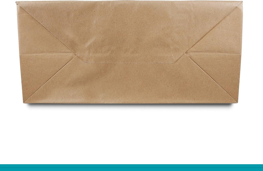 Commerline Papiertüten 250 Stück, Braun, 32+17x27 cm | Kraftpapier Tüten Klein Mit Henkel | Tragetas