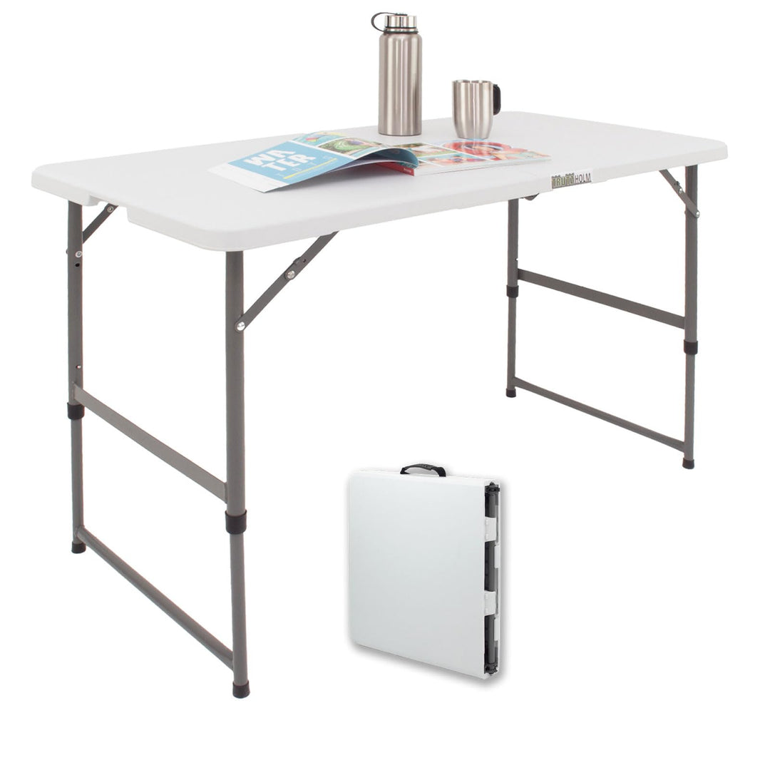 TRUTZHOLM Flohmarkttisch höhenverstellbar 120x60 cm zusammenklappbar mit Tragegriff wetterbeständig