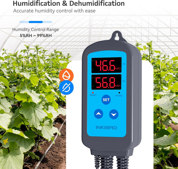Inkbird IHC-200 Feuchtigkeitsregler 220V Play und Plug Hygrostat,Luftbefeuchter Luftentfeuchter für