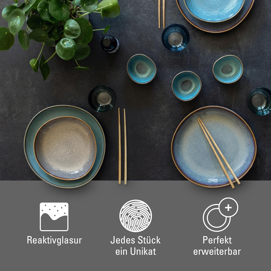like. by Villeroy & Boch - Lave glacé Geschirr Set aus Steingut, 4tlg., Pottery Look, Tafelservice f