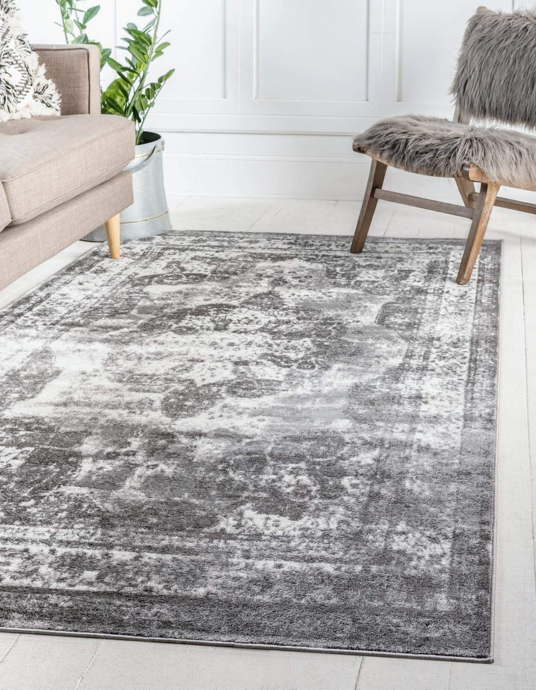 Unique Loom Sofia Kollection Traditioneller Vintage-Flächenteppich, Grau, 100x160 99 x 160 cm (Recht