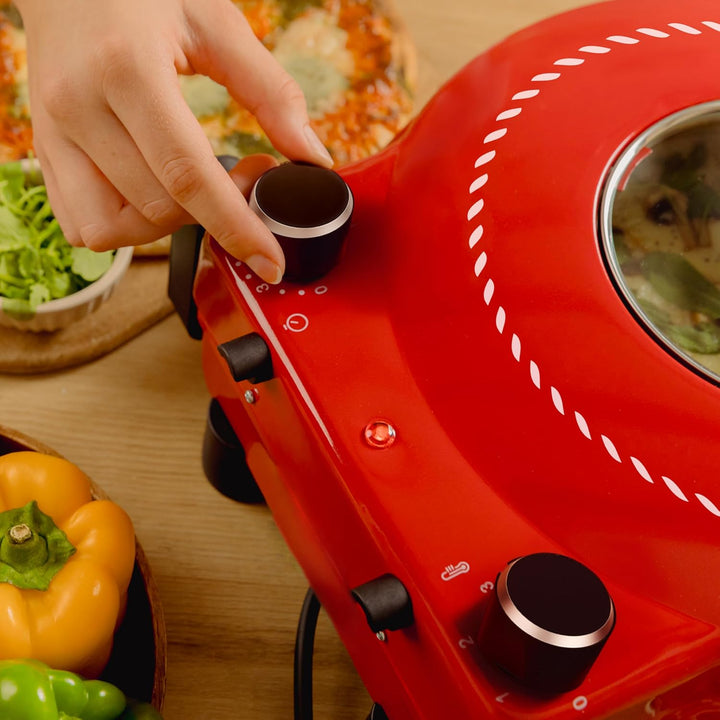 Cecotec Elektrischer Pizzaofen Grill Pizza & Co Mama Mia Window. 1200 W, Temperatur 400 °C, Timer 15