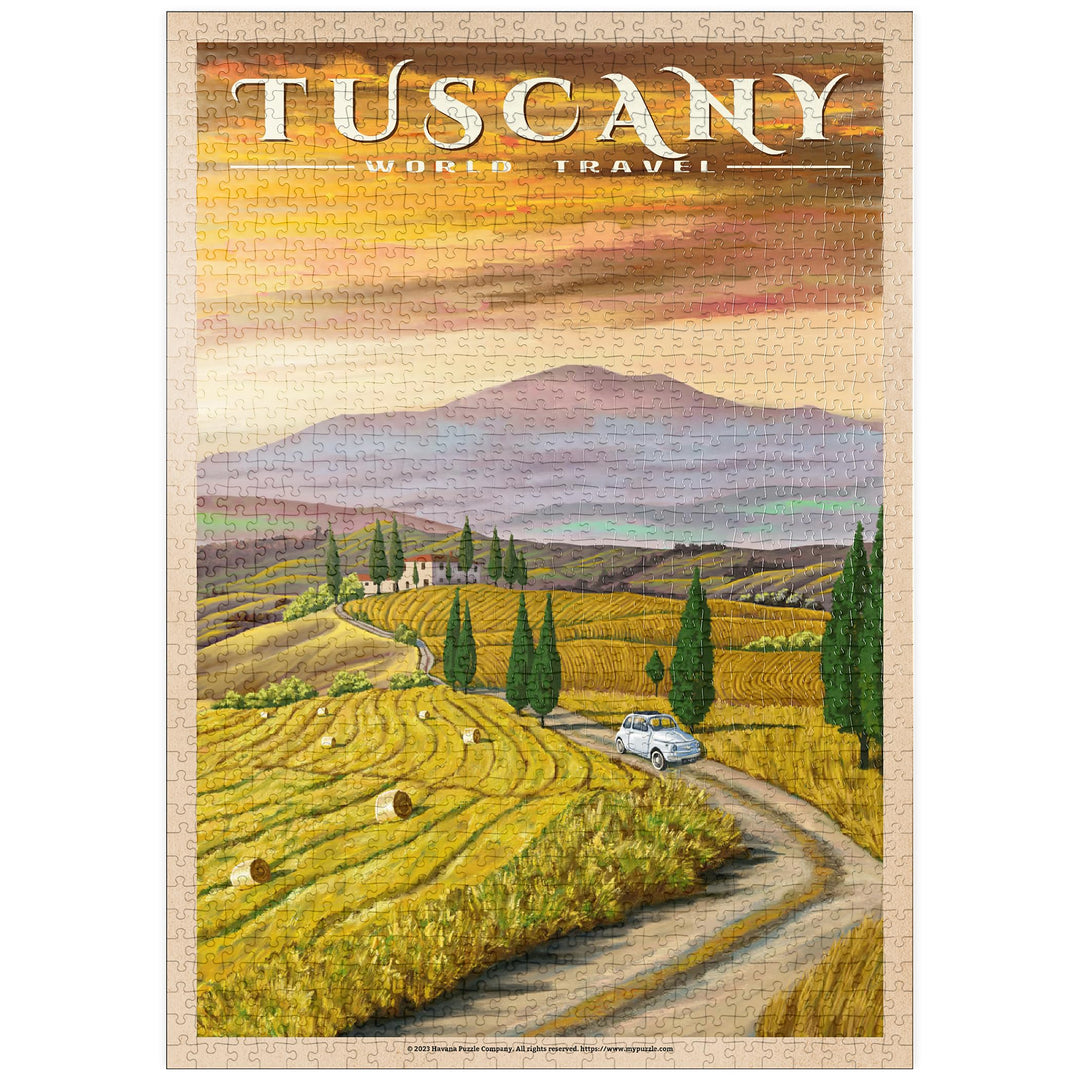 Toskana - Val d’Orcia, Vintage Travel Poster - Premium 1000 Teile Puzzle - MyPuzzle Sonderkollektion