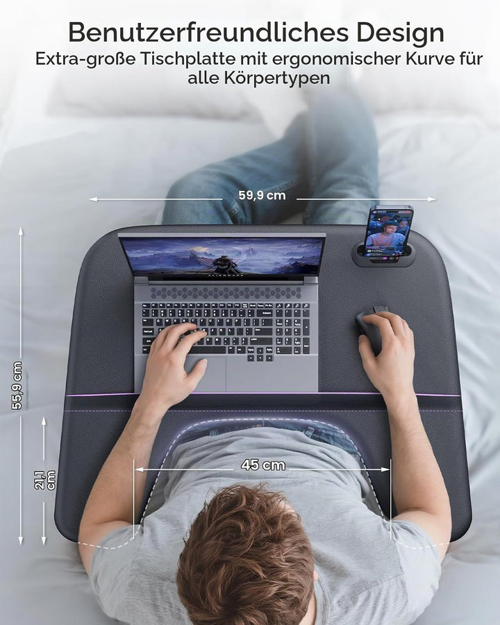 SAIJI Laptop Ständer für Bett und Sofa, Höhen und Neigungsverstellbarer Laptop Tisch mit Weichen Arm