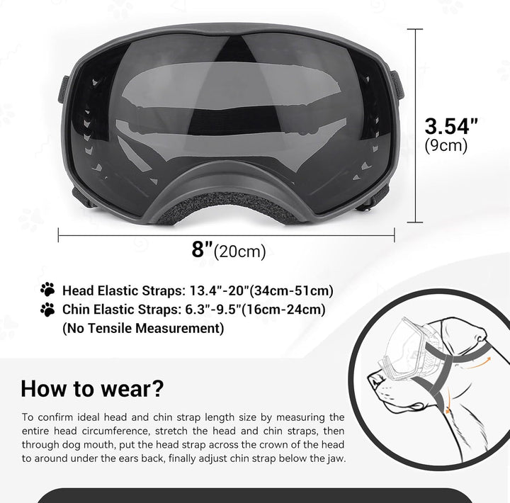 PETLESO Hundebrille Winddichte Hunde Sonnenbrille Hund Schutzbrille mit Verstellbare Band Geeignet f
