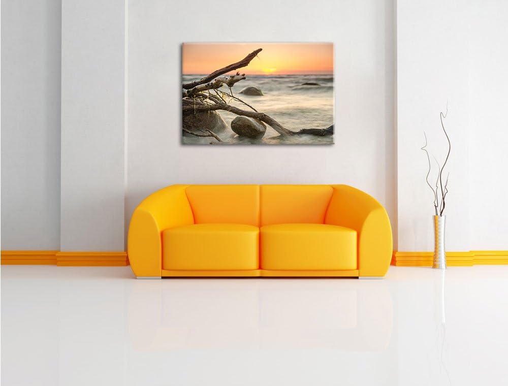 Ruhige See im Nebel, Format: 100x70 auf Leinwand, XXL riesige Bilder fertig gerahmt mit Keilrahmen,