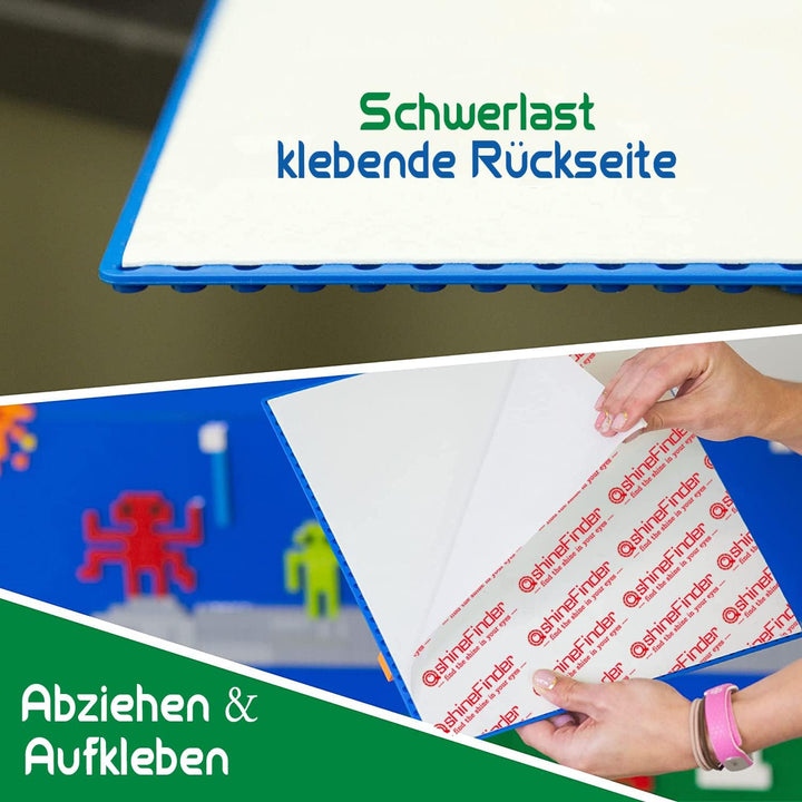 shineFinder 4 Platten-Set Bauplatte Kompatibel mit Lego Bausteinen, 25.5 * 25.5cm, Grundplatte zum A
