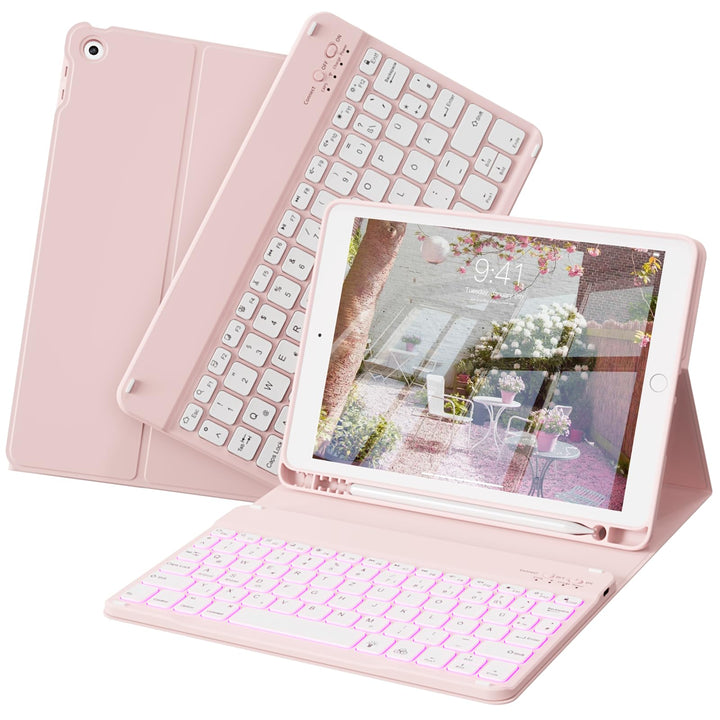 Tastatur Hülle für iPad 9. / 8. / 7. Generation 10,2 Zoll, 360° Schutz TPU Hülle mit Abnehmbarer Bel