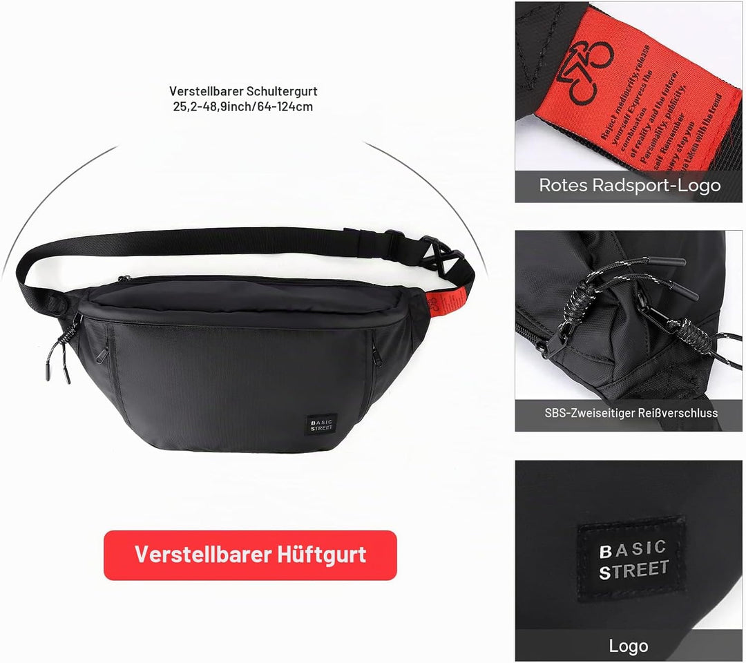 Grosse Gürteltasche in Übergrösse für Männer und Frauen, wasserdicht, Hüfttasche mit verstellbarem G