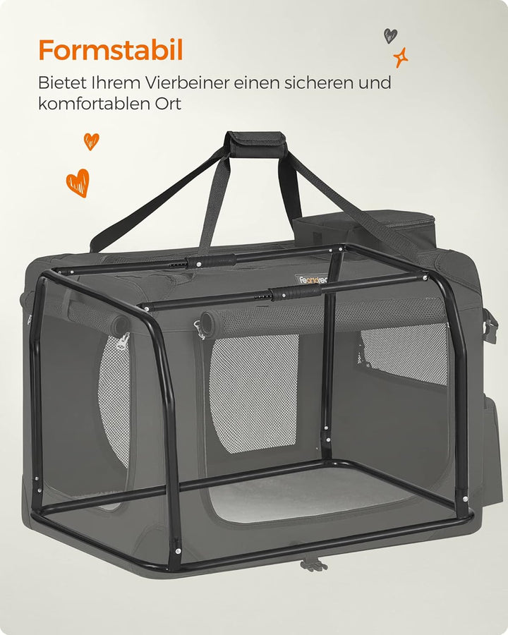 Feandrea Hundebox faltbar, Transportbox Hund, L, Hundetasche, Oxford-Gewebe, Netzstoff, atmungsaktiv