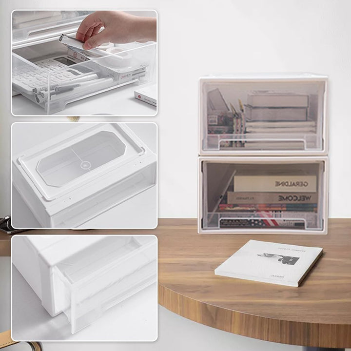 2 Stück Schubladeneinheit Kunststoff Schubladenbox Stapelbar Schreibtisch Schubladenbox aus Kunststo
