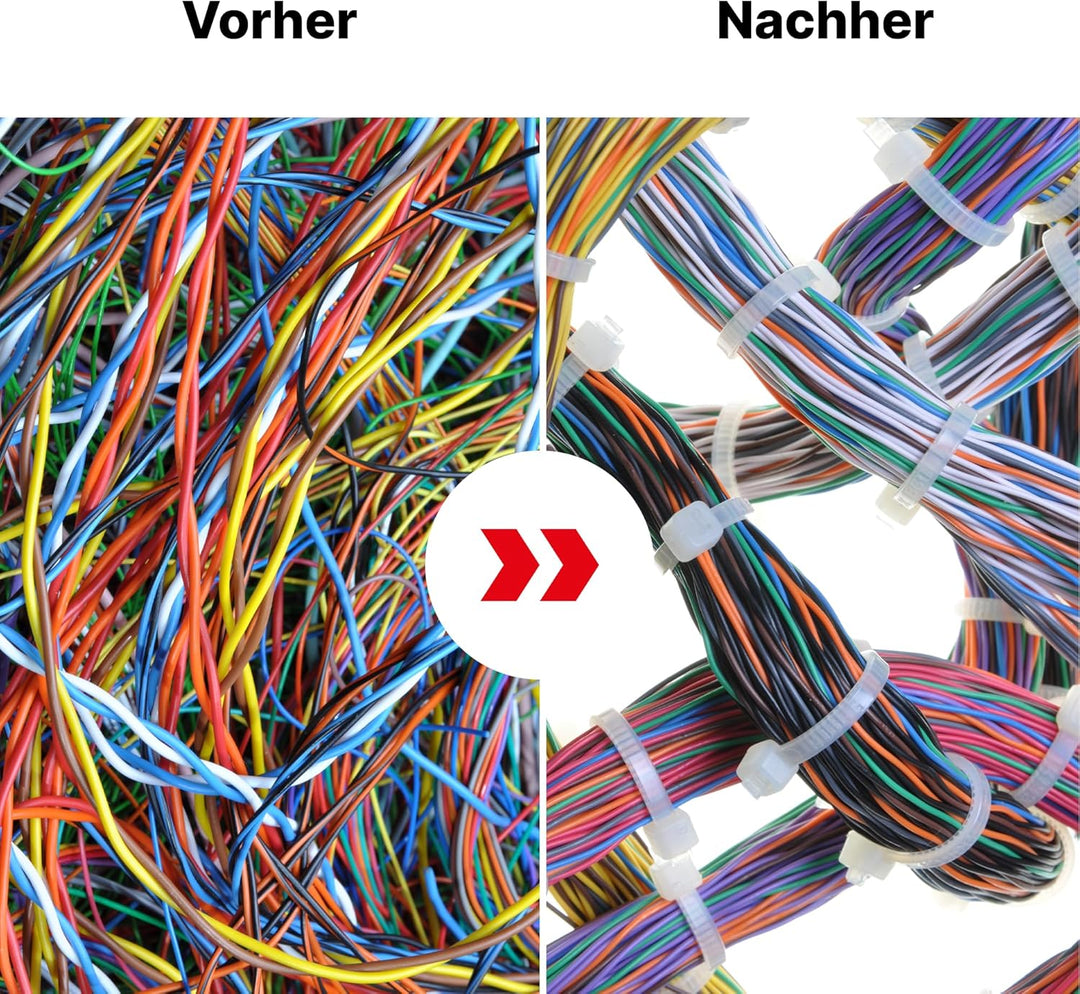 ERKO Kabelbinder Schwarz 400 x 7,6 mm 100 Stück UV-Beständig 55kg Zugfestigkeit für Kabelmanagement