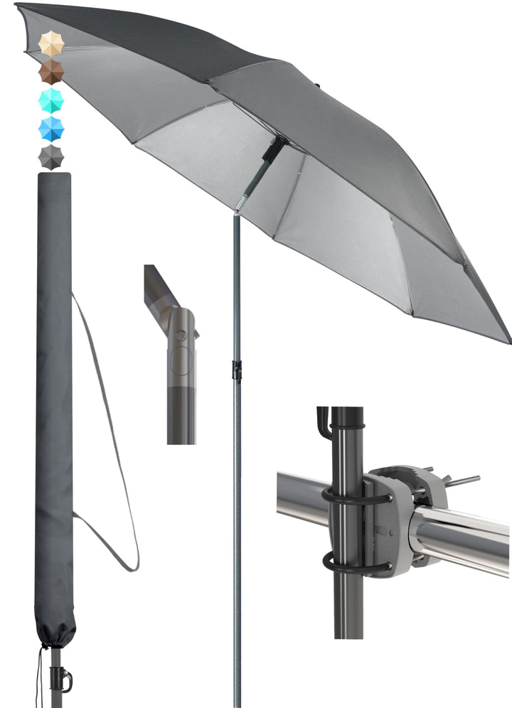4smile Sonnenschirm Balkon SunnyJoy, 3-in-1 SET, Anthrazit - UPF 50+ Sonnenschirm Ø 180 cm + Sonnens