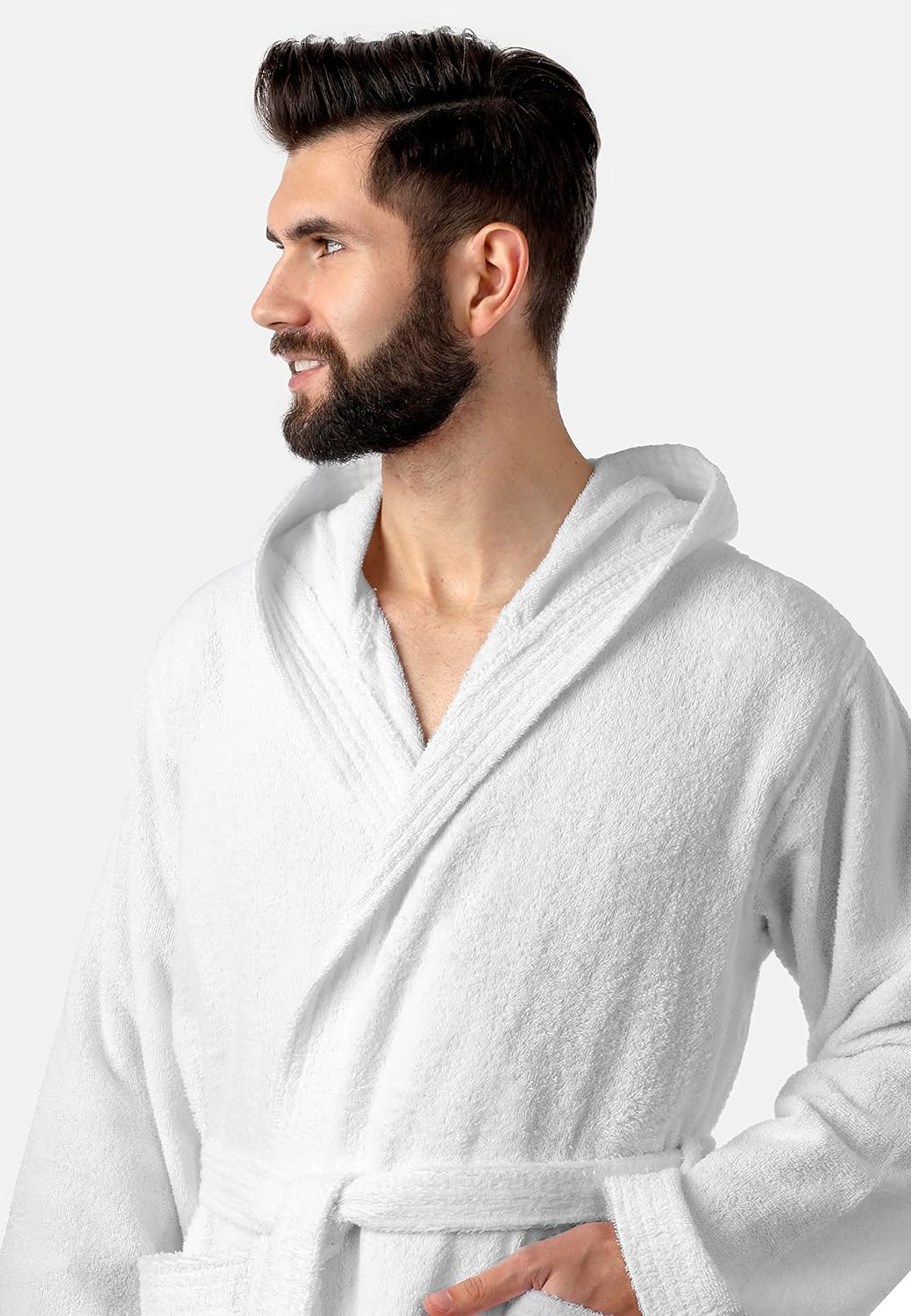 Ladeheid Herren Frottee Bademantel aus 100% Bio-Baumwolle LA40-224 XL Weiss (P01), XL Weiss (P01)