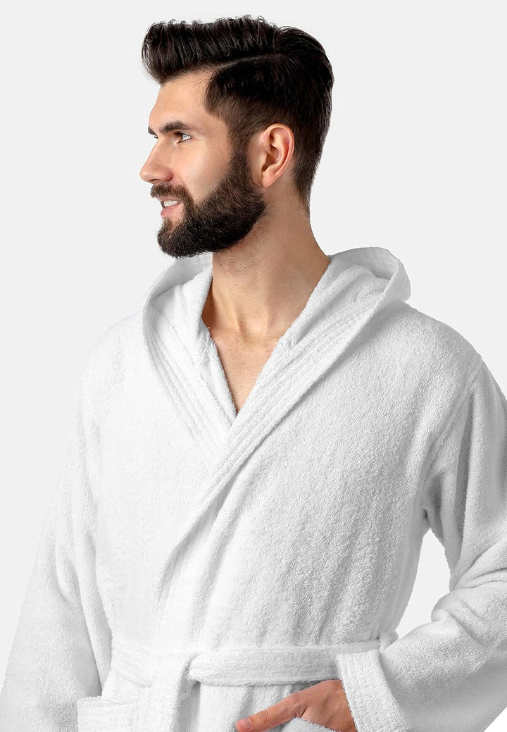 Ladeheid Herren Frottee Bademantel aus 100% Bio-Baumwolle LA40-224 XL Weiss (P01), XL Weiss (P01)