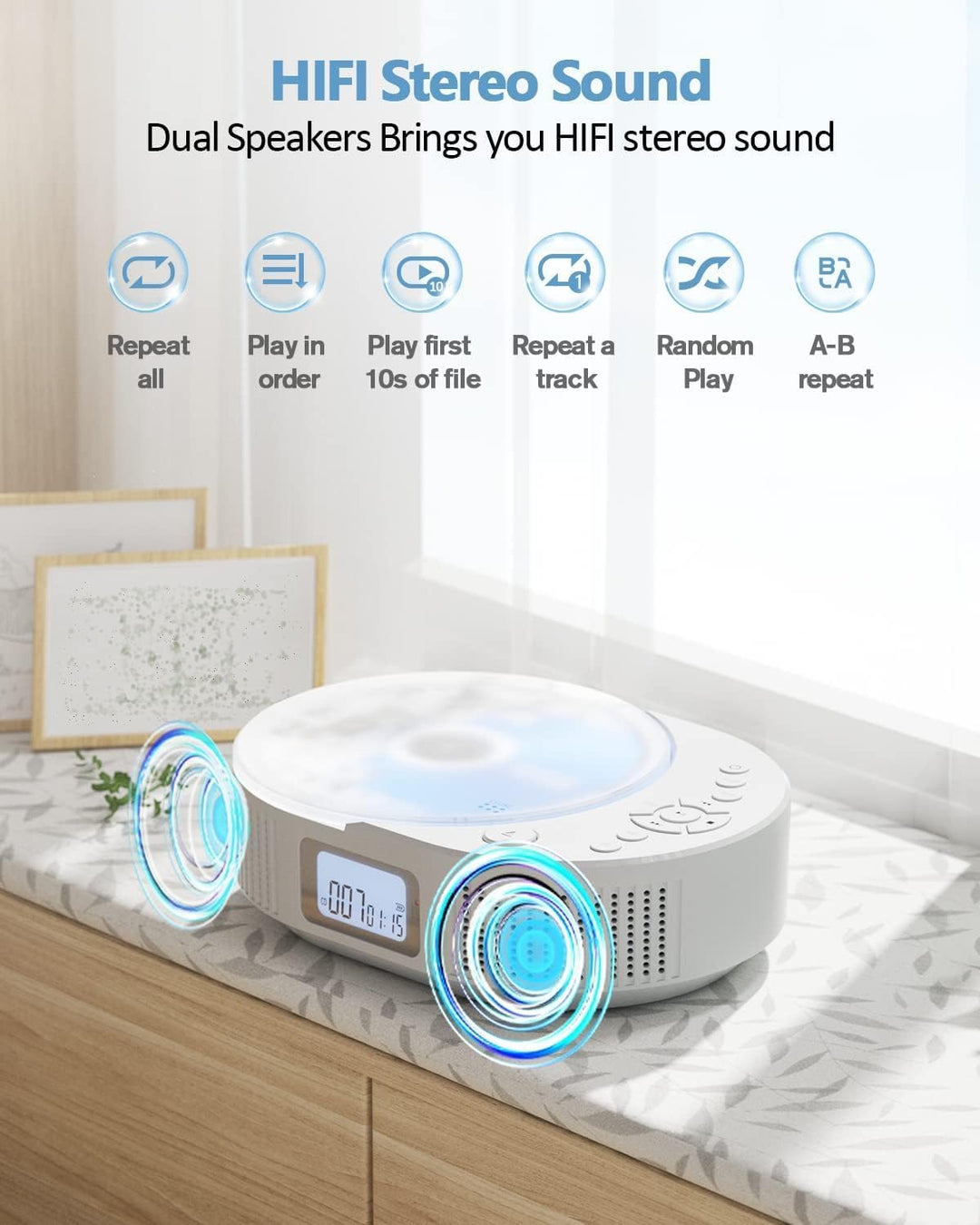 Desobry CD Player tragbar Kinder klein mit Bluetooth discman Kinder Lautsprecher Radio Boombox-CD-Pl