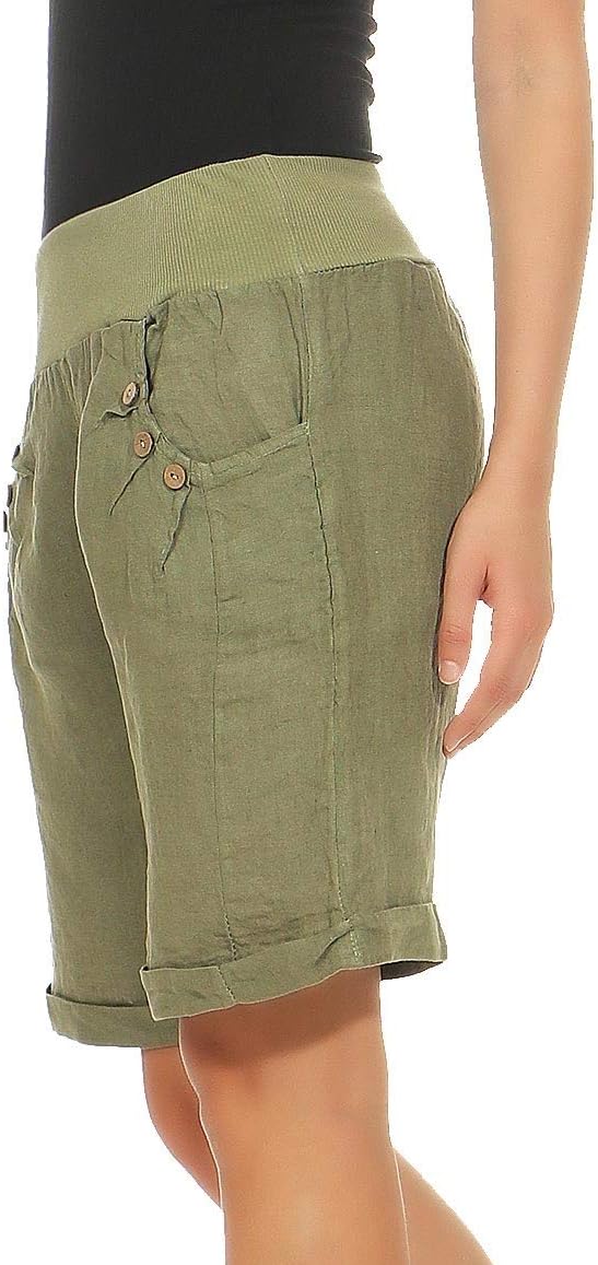 Malito Damen Bermuda aus Leinen | Shorts für den Strand | lässige Kurze Hose | Pants - Hotpants 8024
