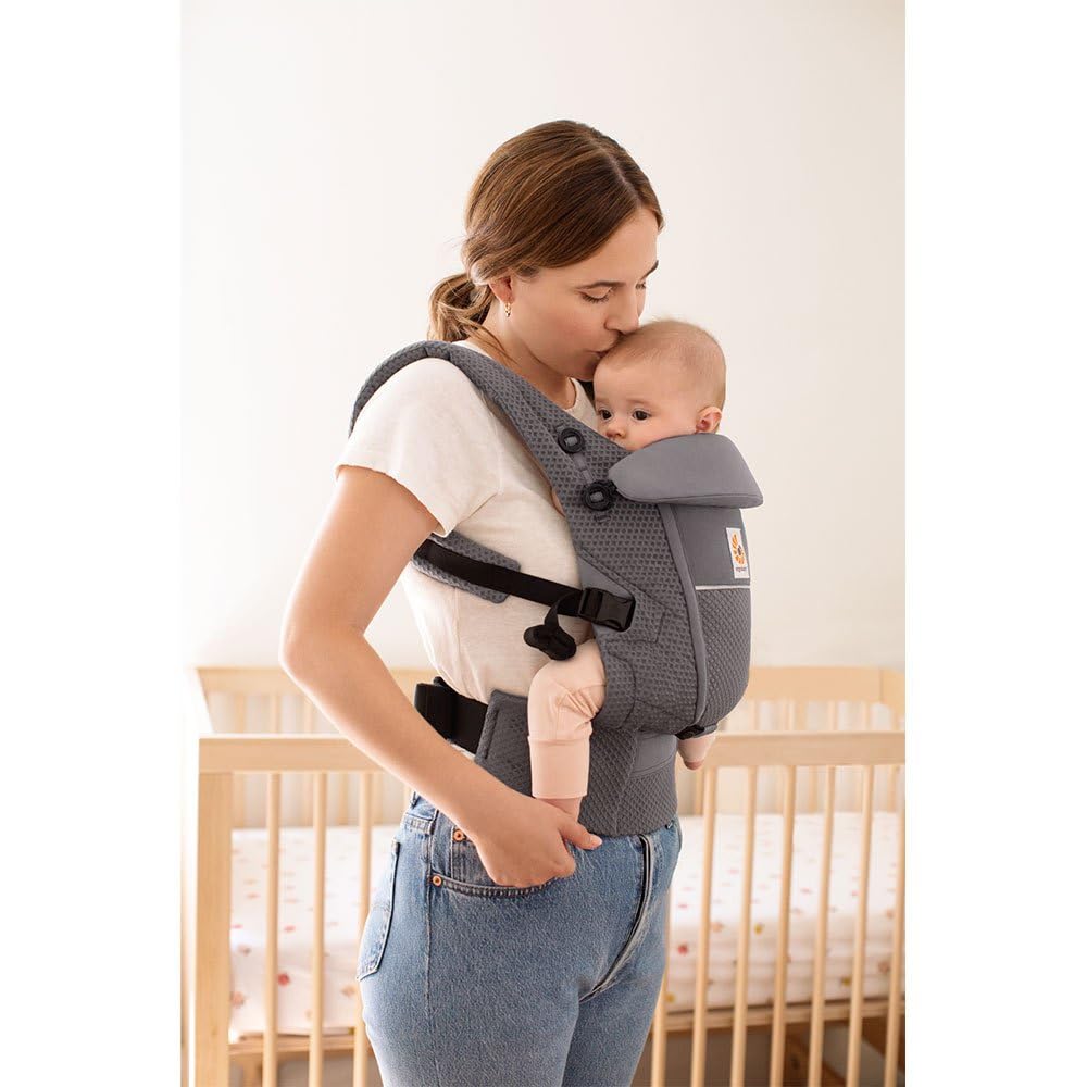 Ergobaby Adapt Babytrage für Neugeborene ab Geburt, 3-Positionen SoftFlex Mesh Ergonomische Babybauc