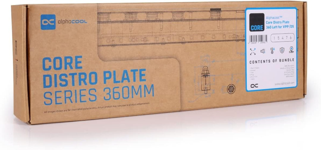 Alphacool Core Distro Platte, 360 mm, VPP/D5, Acryl