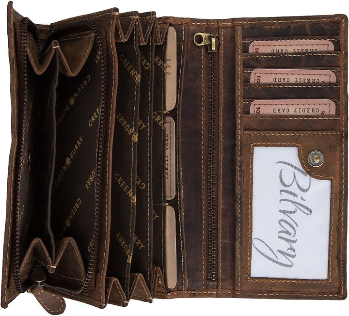 Greenburry Vintage Geldbörse Leder 18,5 cm Braun, Braun