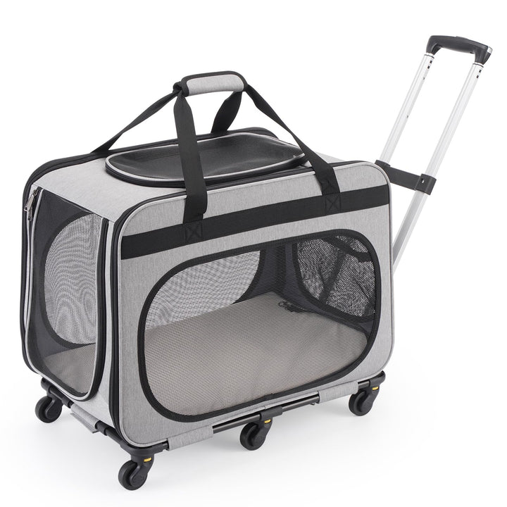Transportbox Katze Gross bis 20kg, 2-in-1 Hunde Transportbox mit Rollen, Katzentransportbox Hundebox